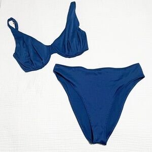 Women’s Hollister Navy Ribbed Underwire Bikini Set